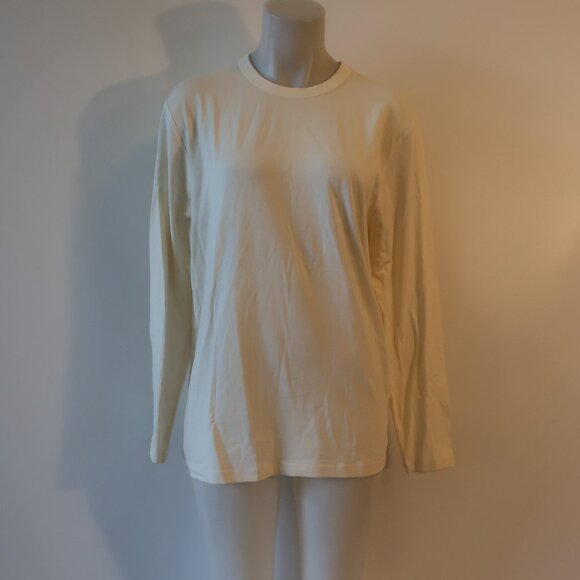 Mens BlueMint Leong Cream Long Sleeve Crew Neck Pima Cotton T-Shirt M - Picture 1 of 11